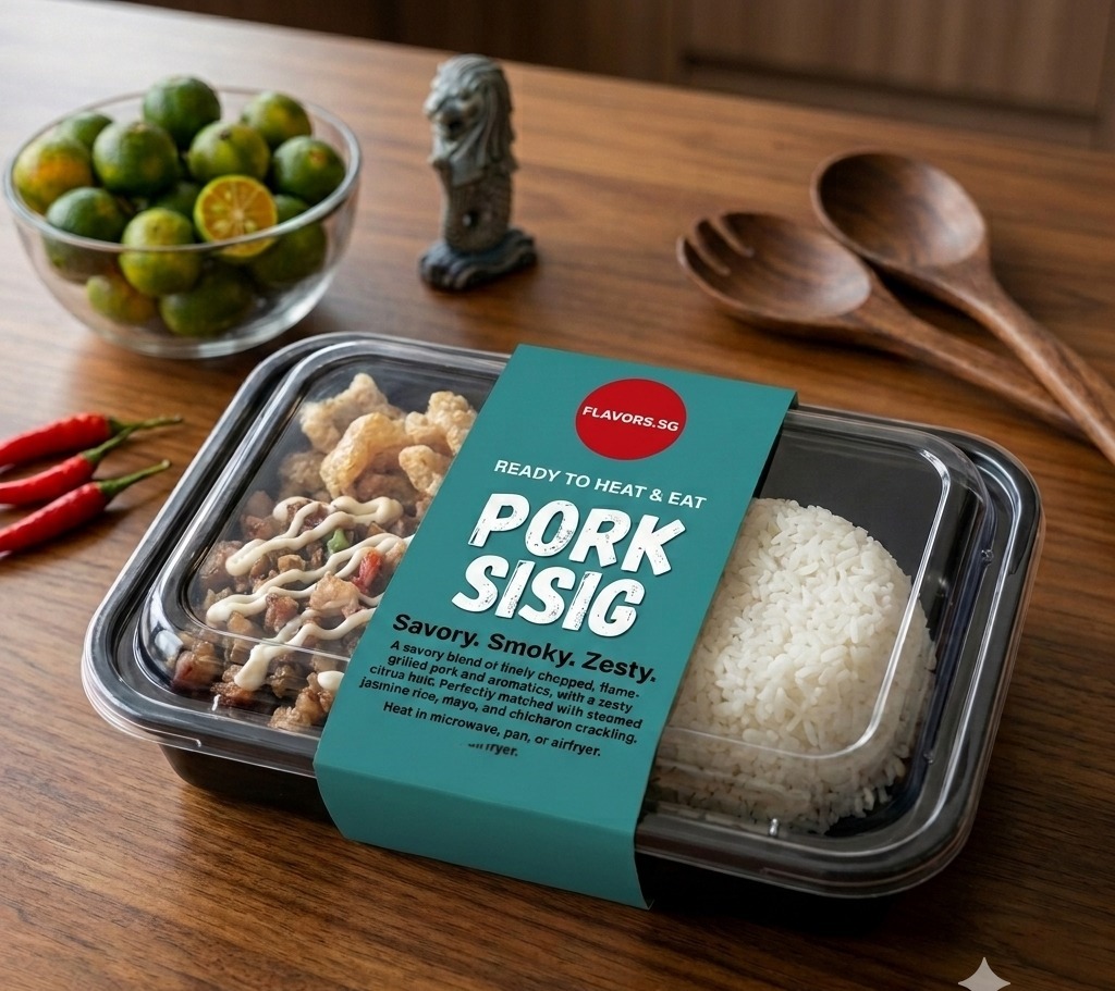 Pork Sisig with steamed jasmine rice, straight from the pouch